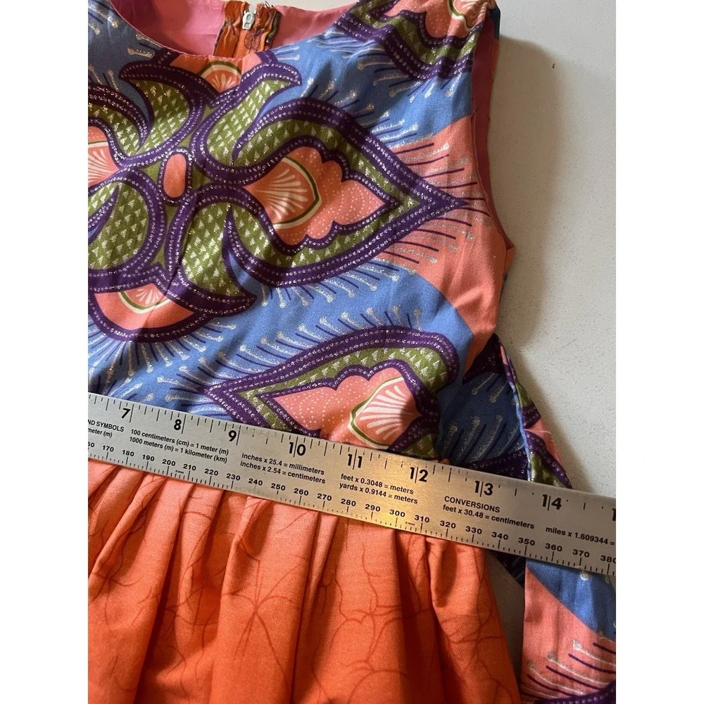 NIGERIAN AFRICAN Kids Girls Dress Size 4T Handmade Aline Sleeveless Orange Blue